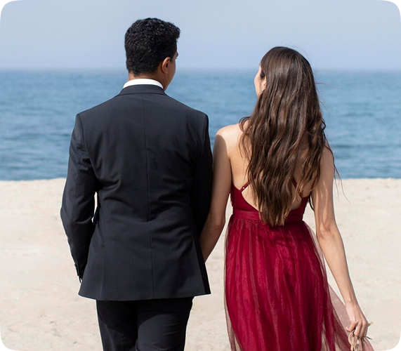 Couple walking on the beach